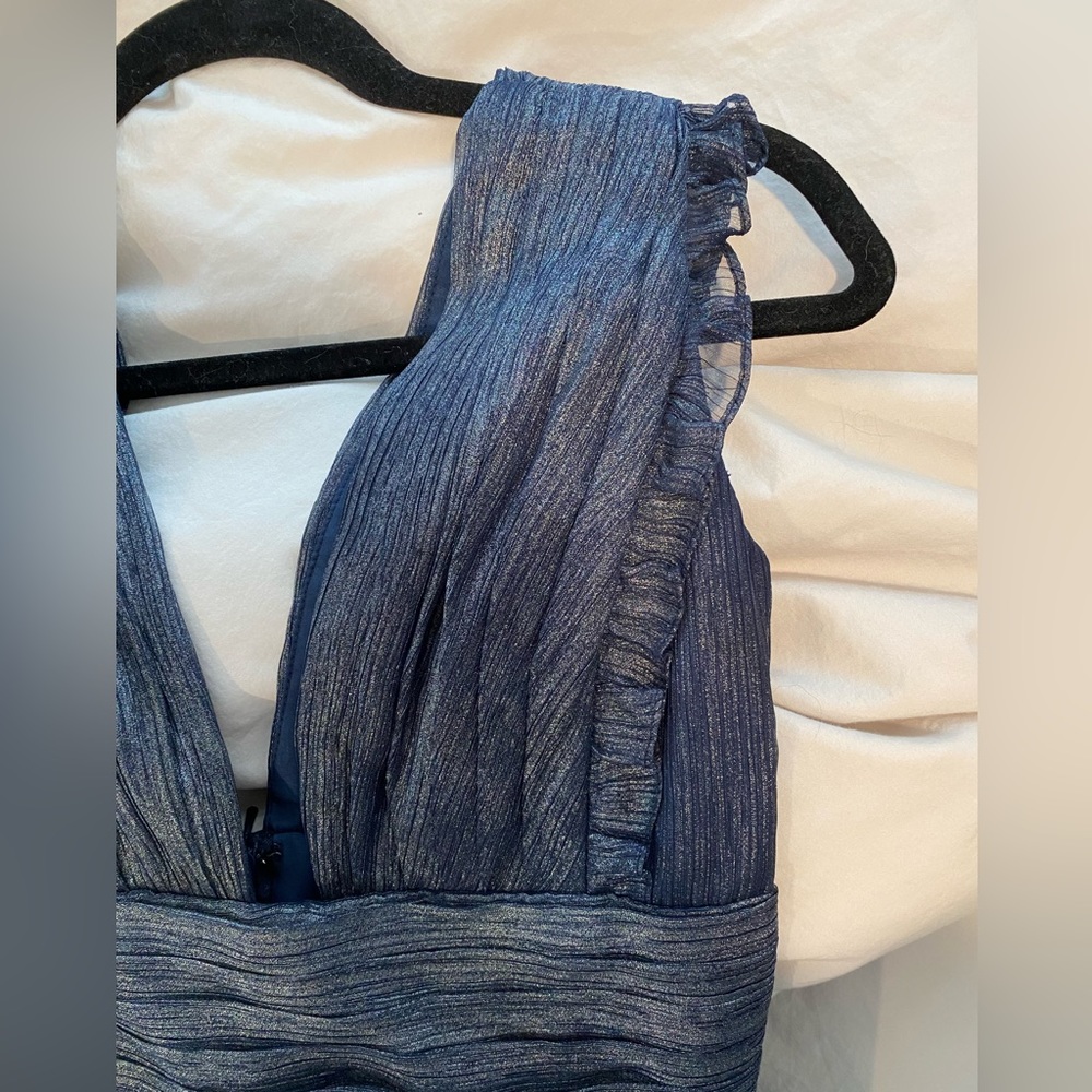 Navy/metallic Monique Lhuillier gown